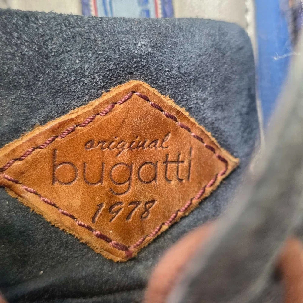 Bugatti Men's Oxford Dress Shoes Size 11 EU 44 Blue Teal Suede Lace Up Boots‎